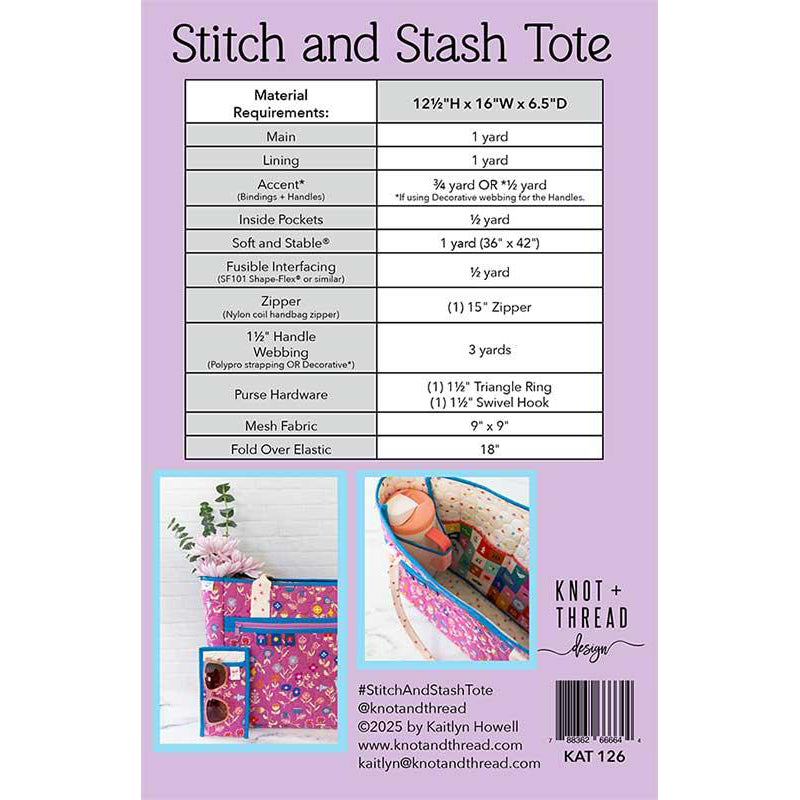 Stitch & Stash Tote Bag Pattern by Knot & Thread Design