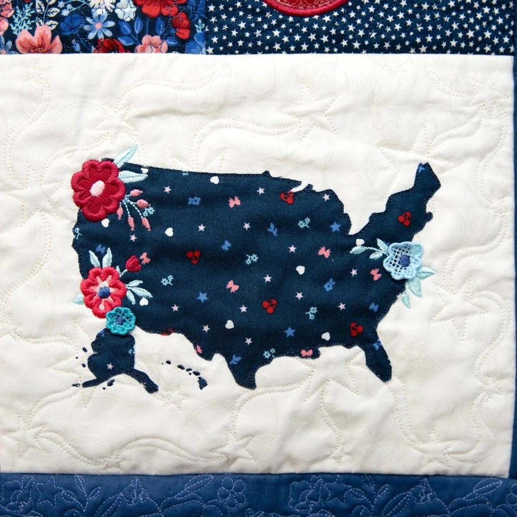 Star-Spangled Beauty Ladder Quilt Pattern & Embroidery Book w/ Download