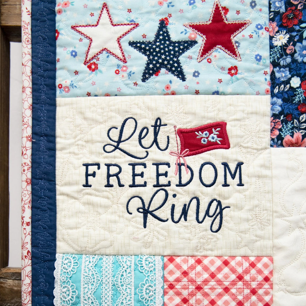 Star-Spangled Beauty Ladder Quilt Pattern & Embroidery Book w/ Download
