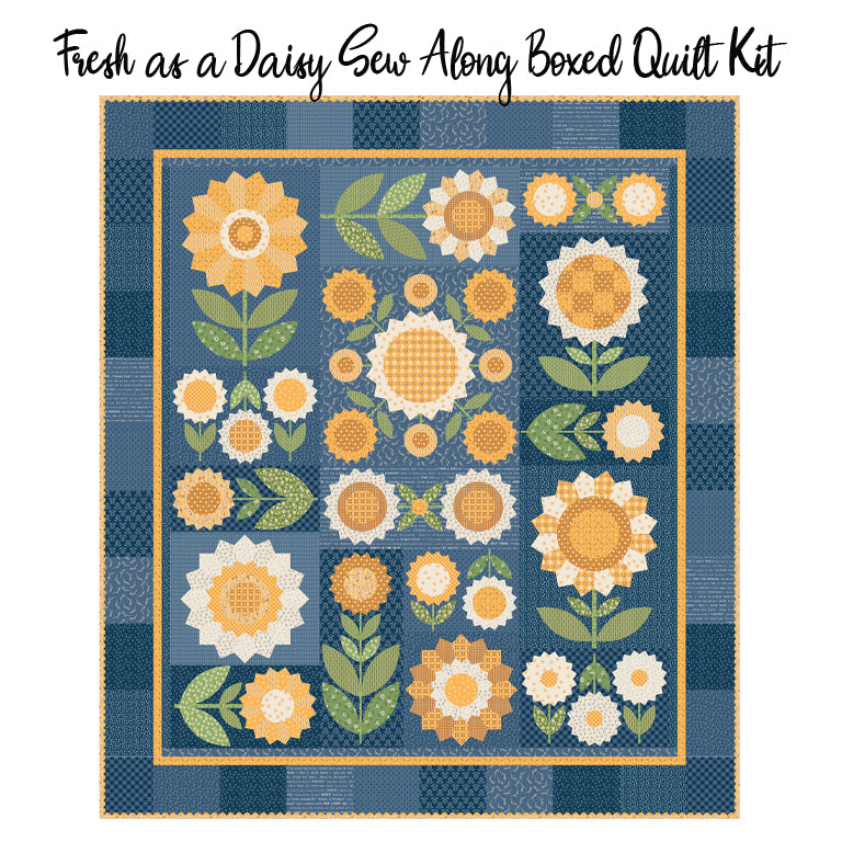 Lori Holt Fresh as a Daisy Sew Along Boxed Quilt Kit with Denim & Daisy from Riley Blake