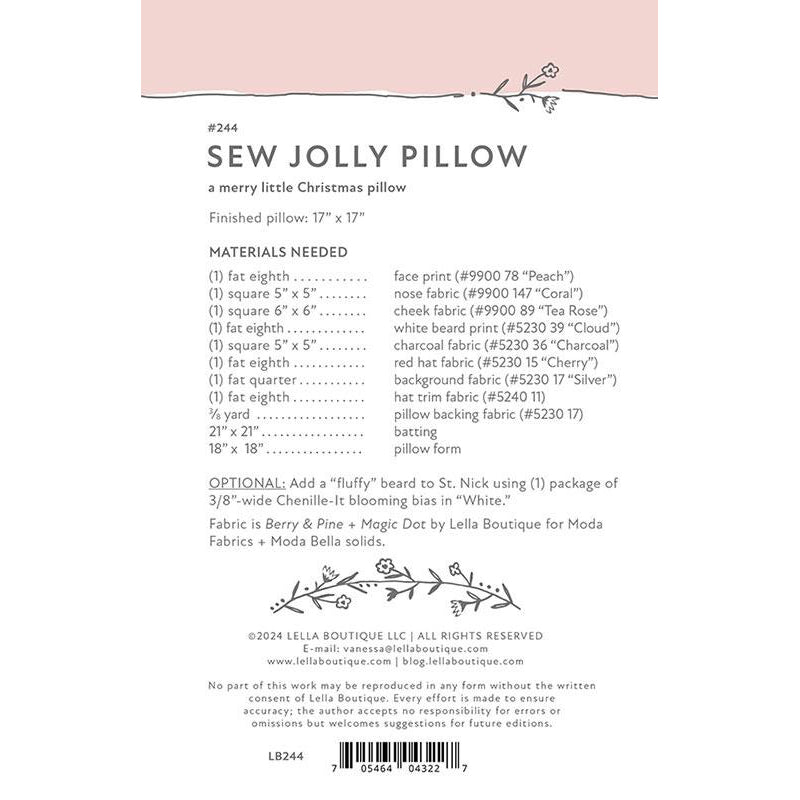 Sew Jolly Pillow Pattern by Lella Boutique