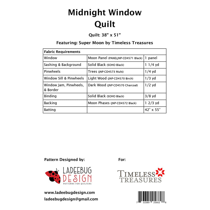 Midnight Window Quilt Pattern by Ladeebug Design