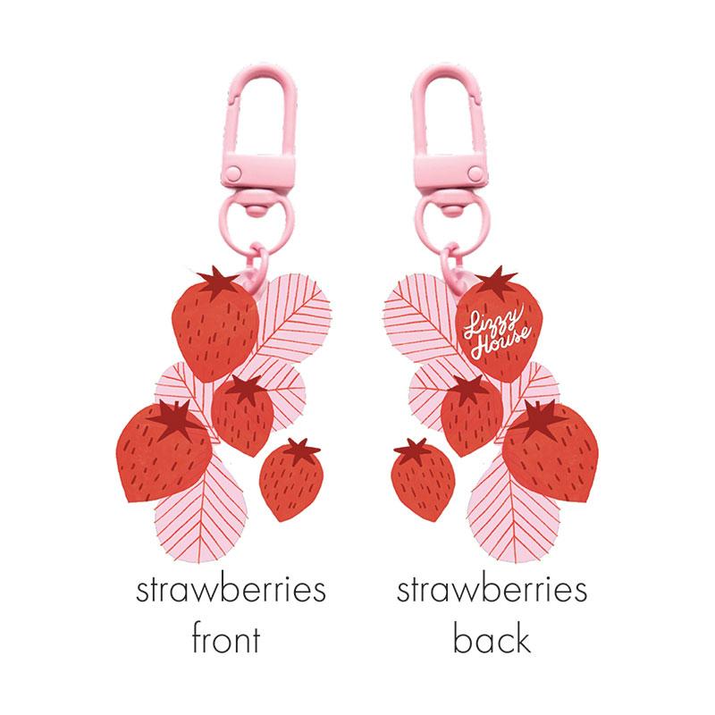 Strawberries Zipper Glitter Charm by Lizzy House