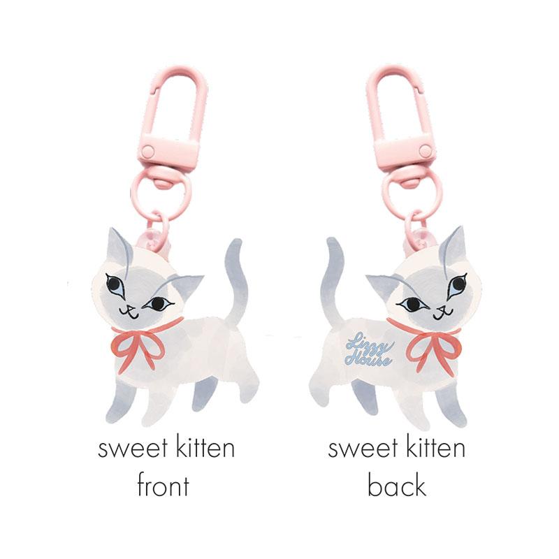 Sweet Kitten Zipper Glitter Charm by Lizzy House