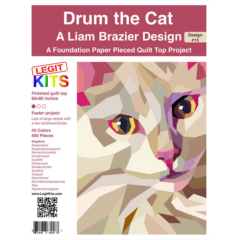 Drum the Cat Foundation Paper Pieced Quilt Pattern by Legit Kits Design