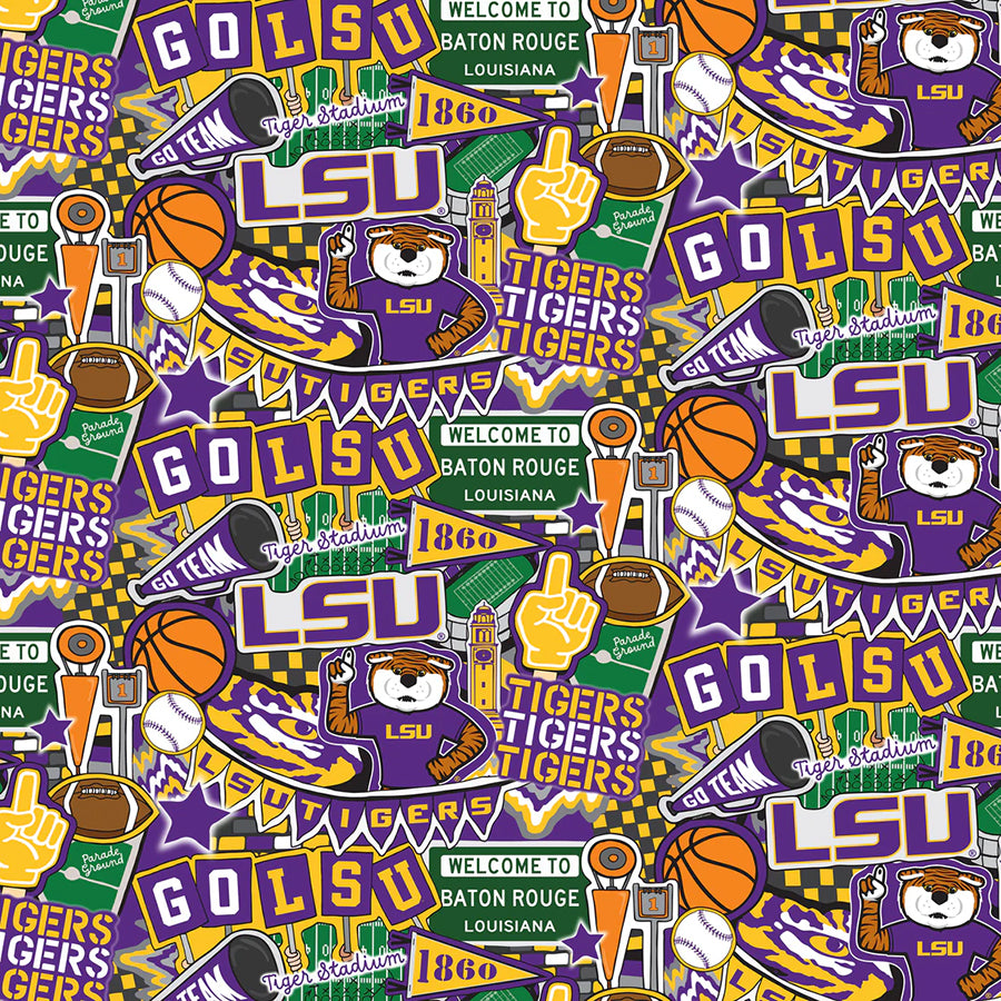 College Fabrics Louisiana State Doodle Allover