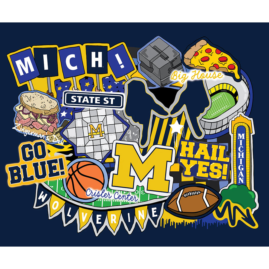 College Fabrics Michigan 36" Doodle Panel