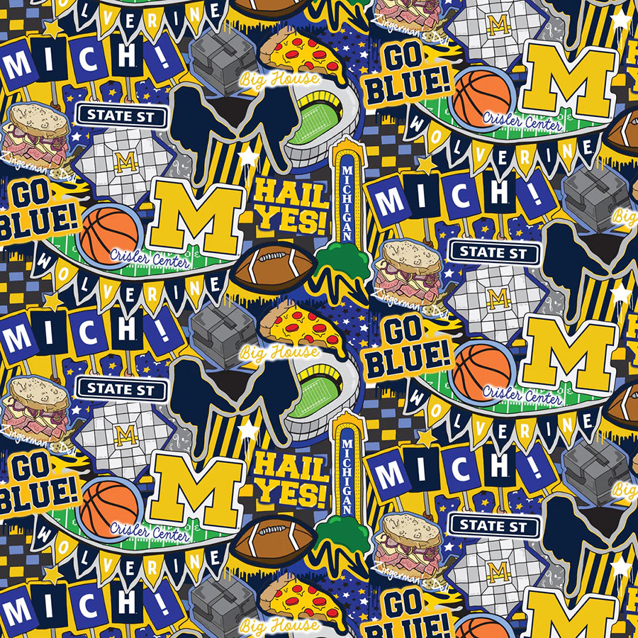 College Fabrics Michigan Doodle Allover