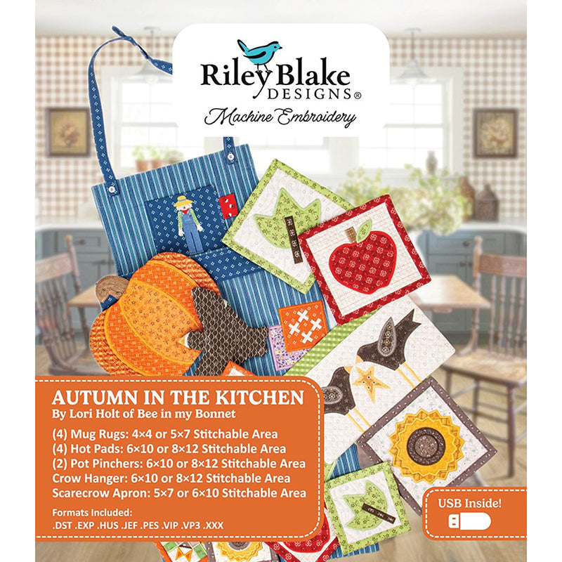 Machine Embroidery USB Autumn in the Kitchen by Lori Holt for Riley Blake