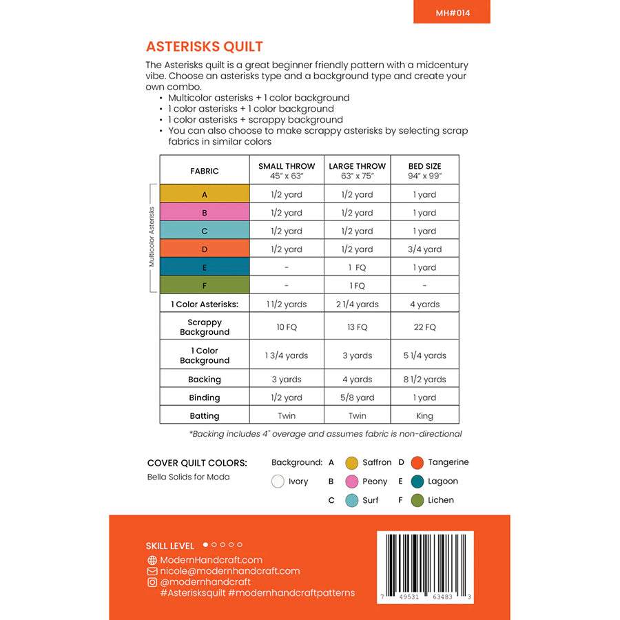 Asterisks Quilt Pattern by Modern Handcraft