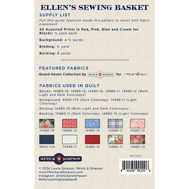 Ellen's Sewing Basket Quilt Pattern by Minick & Simpson