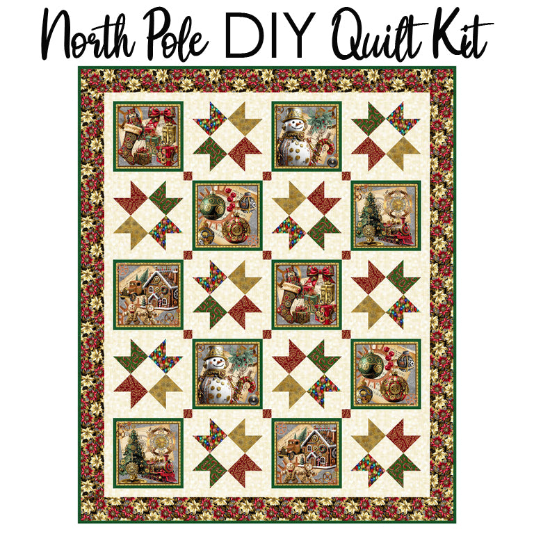 North Pole DIY Quilt Kit with Gears & Garland from Blank