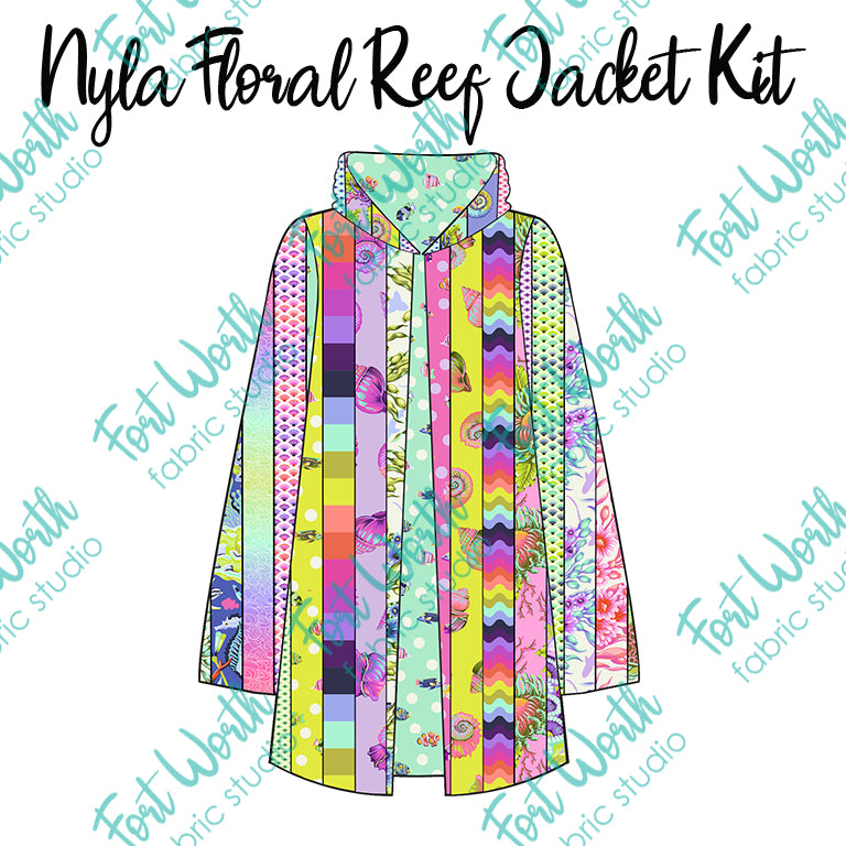 Nyla Jacket Kit with Tula Pink Floral Reef from Free Spirit