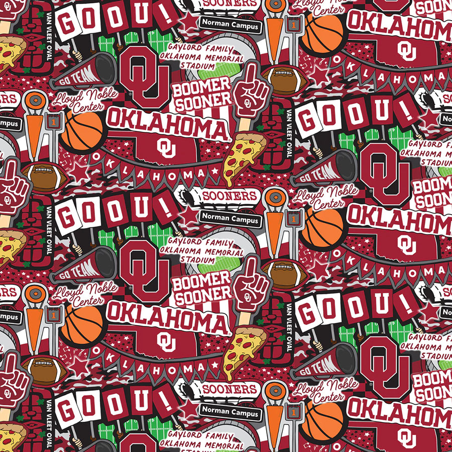 College Fabrics Oklahoma Doodle Allover