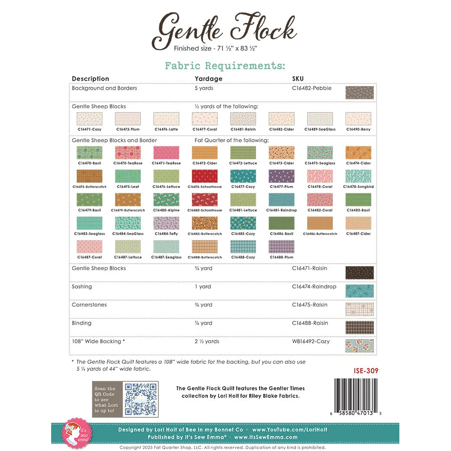 Gentle Flock Quilt Pattern by Lori Holt of Bee in My Bonnet Co.