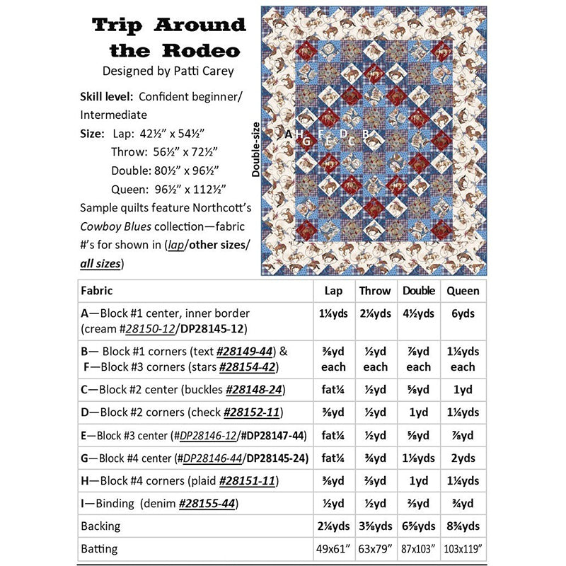 Trip Around the Rodeo Quilt Pattern by Patti's Patchwork