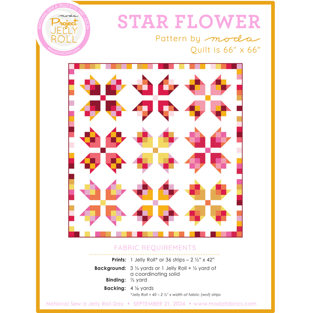 Star Flower Quilt Jelly Roll Pattern by Moda Free PDF