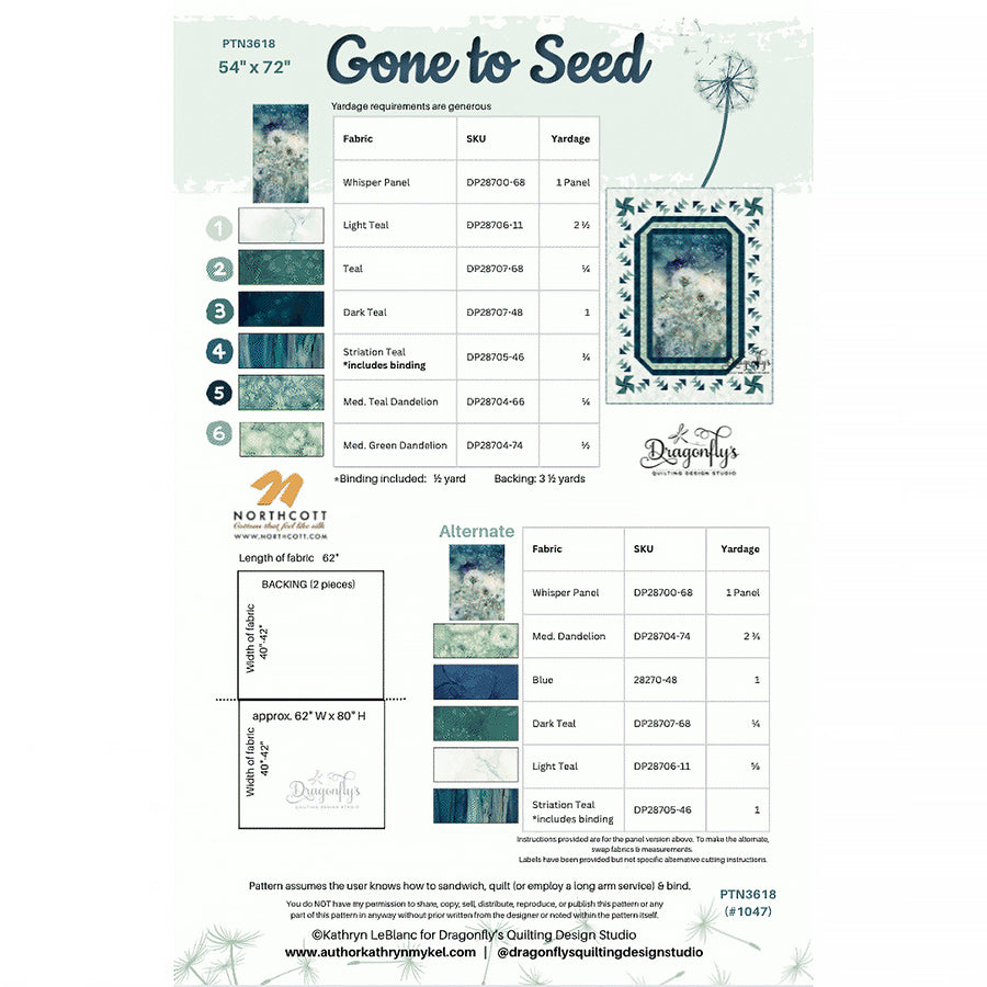 Gone to Seed Quilt Pattern by Dragonfly's Quilting Design Studio