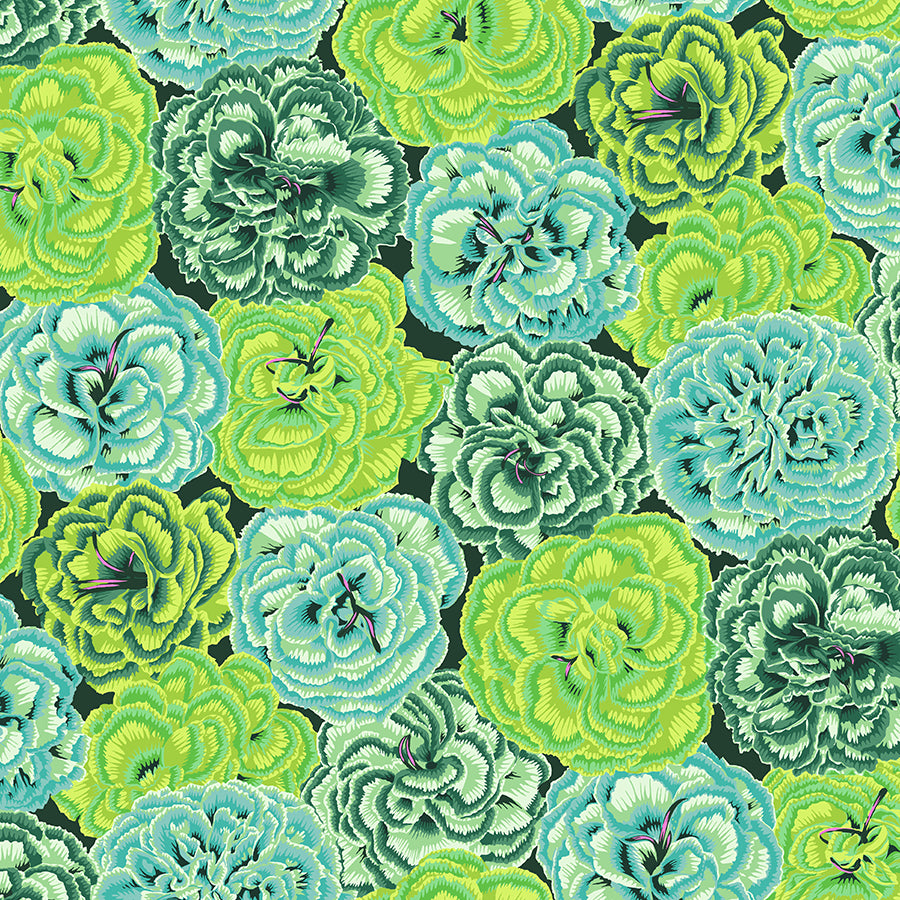 Kaffe Fassett Collective Picotee Carnations Green