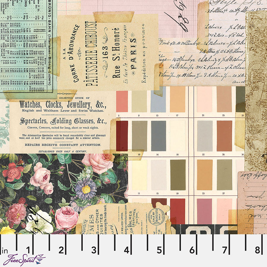 108" Wide Quilt Backing Ephemera Palette