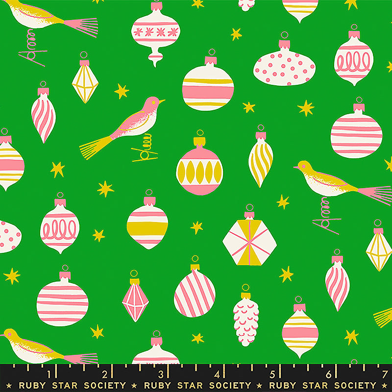 Merry Happy Ornaments & Birds Verdant