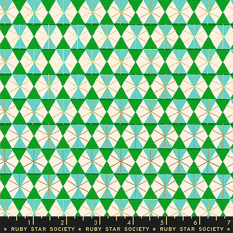 Merry Happy Geometric Plaid Verdant Metallic