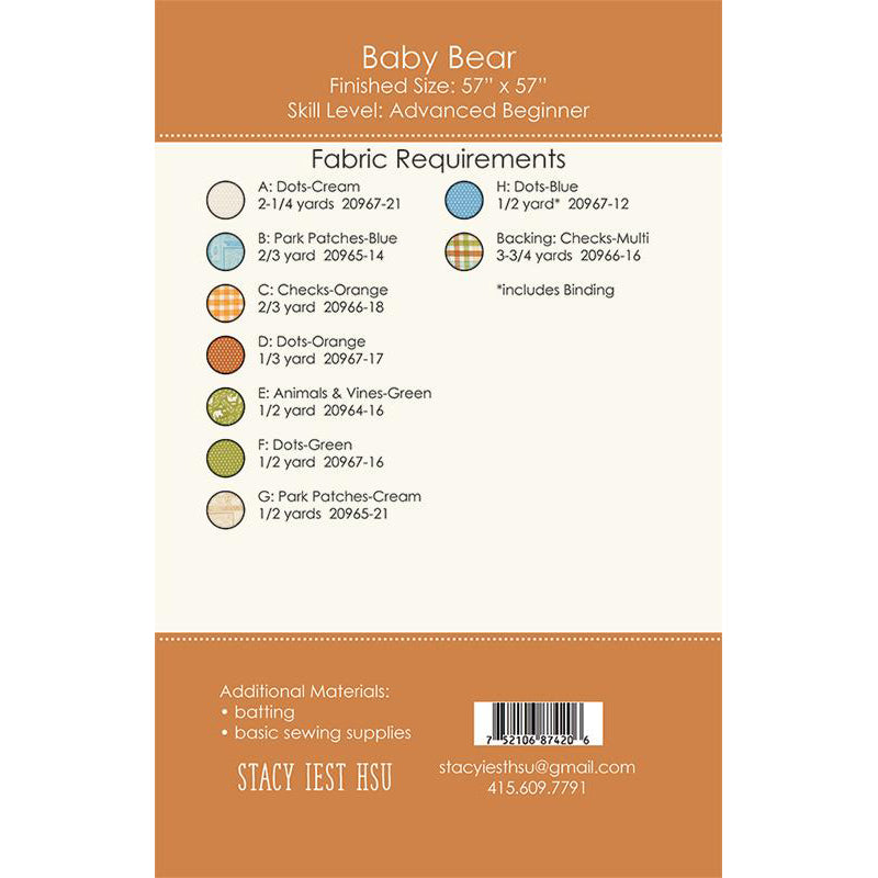 Baby Bear Quilt Pattern by Stacy Iest Hsu