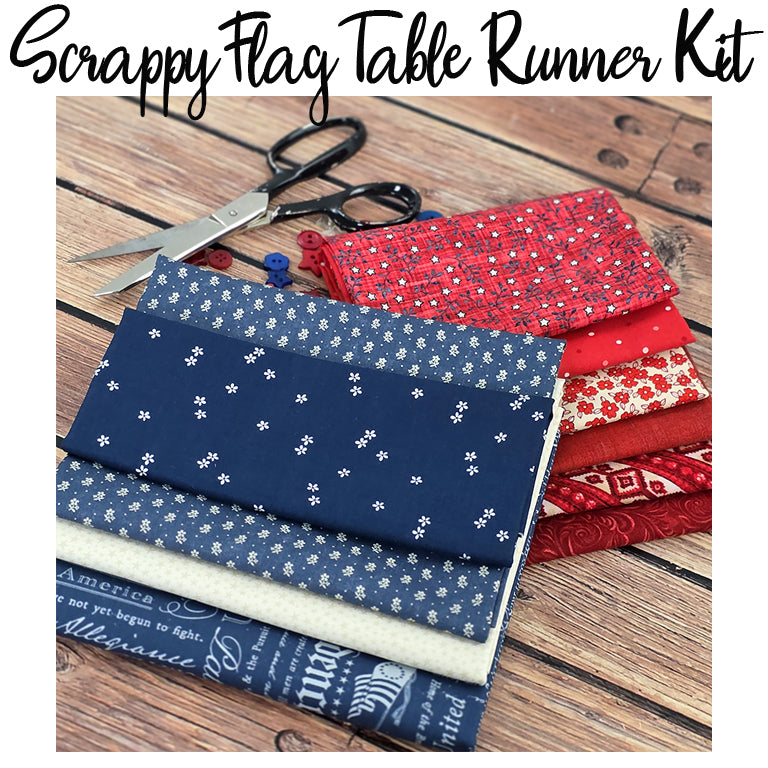 Scrappy Flag Table Runner Kit | FWFS Exclusive | Complete Kit with Backing