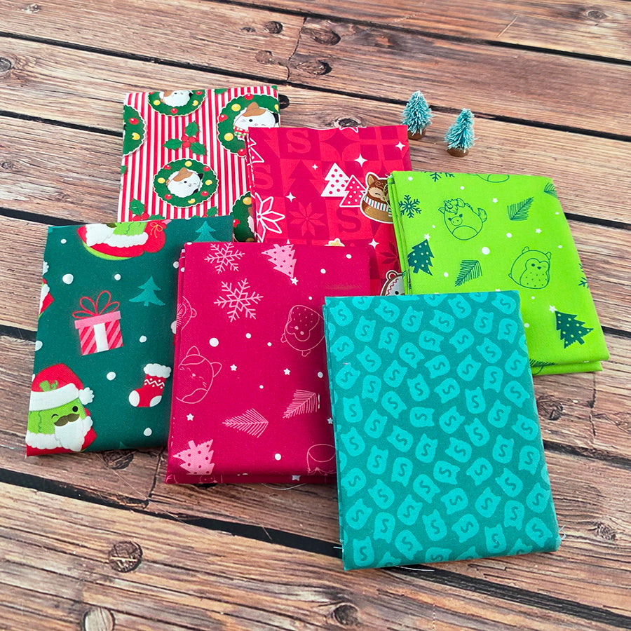 Squishmallows Squish the Season Fat Quarter Bundle from Northcott 6 Prints
