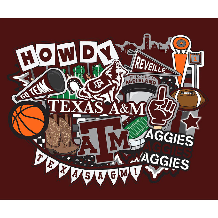 College Fabrics Texas A&M 36" Doodle Panel