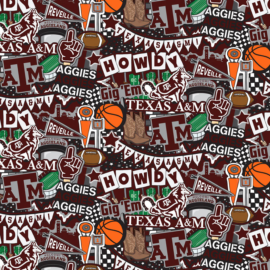 College Fabrics Texas A&M Doodle Allover