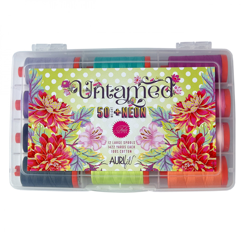 Aurifil Cotton Mako Thread Untamed 50wt + Neon by Tula Pink