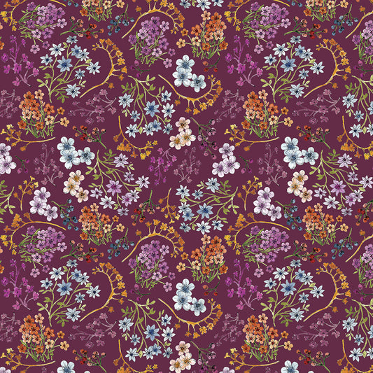 Growing in Color Small Floral Plum – Remnant 18" × 44"