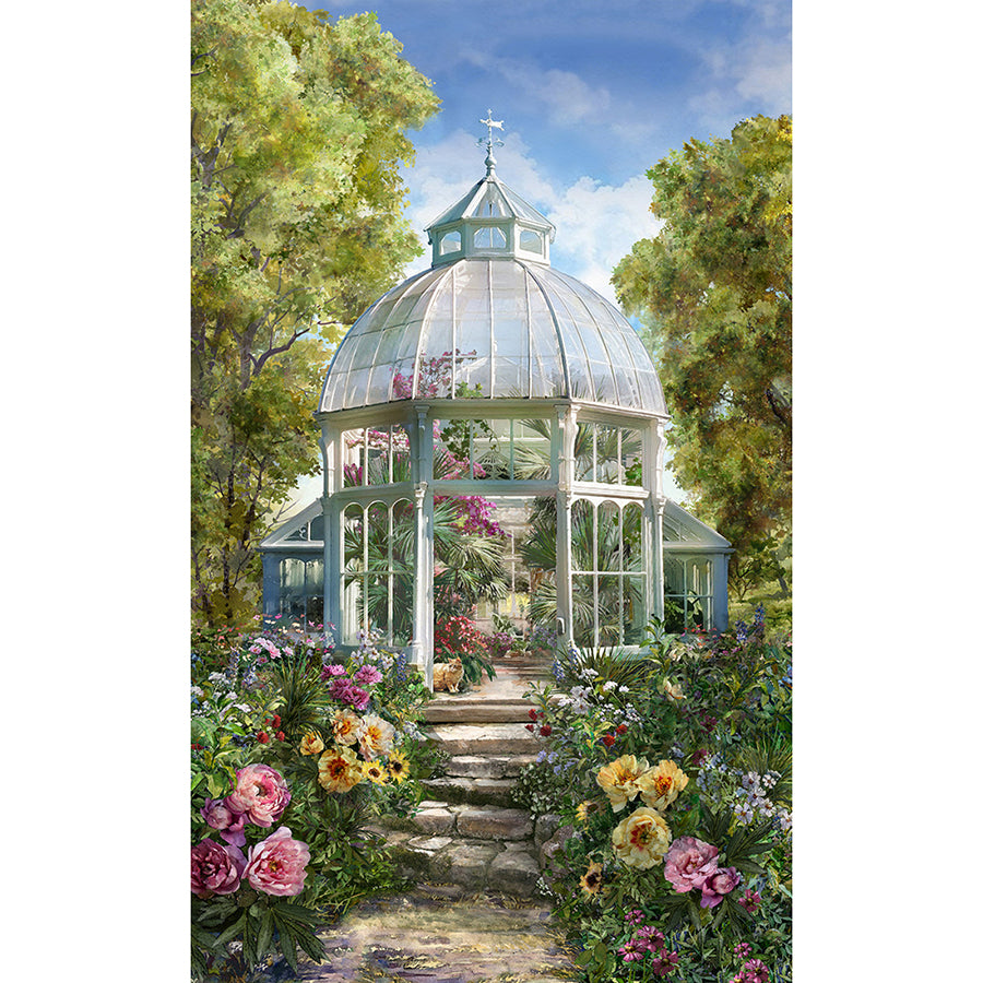 Botanical House 27" X 43 ¾" Panel Green