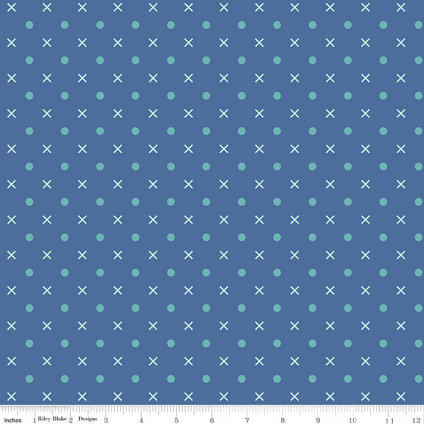 108" Wide Quilt Backing Bee Dots Denim