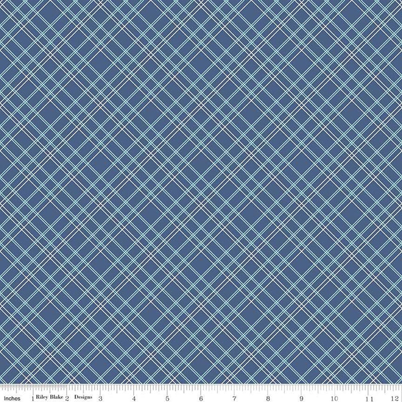 108" Quilt Backs Bee Backings & Borders Plaid Blue from Riley Blake 3 YARD CUT