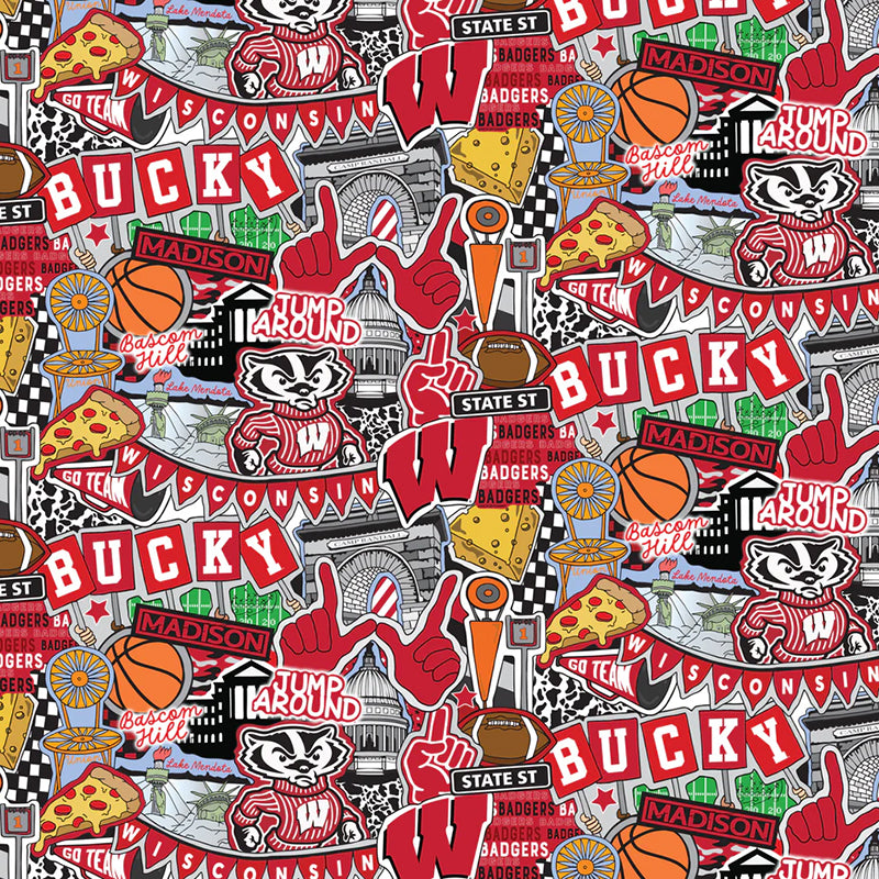 College Fabrics Wisconsin Doodle Allover