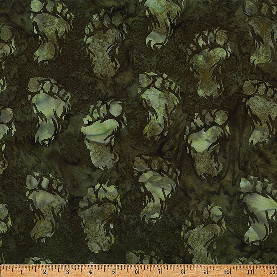 Big Foot Bali Batiks Footprints Olive