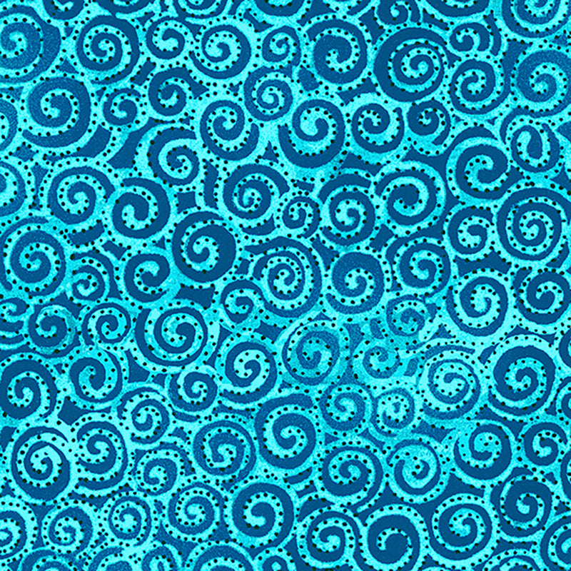 Clothworks Laurel Burch Basic Swirl Aqua 1 Yard Cut