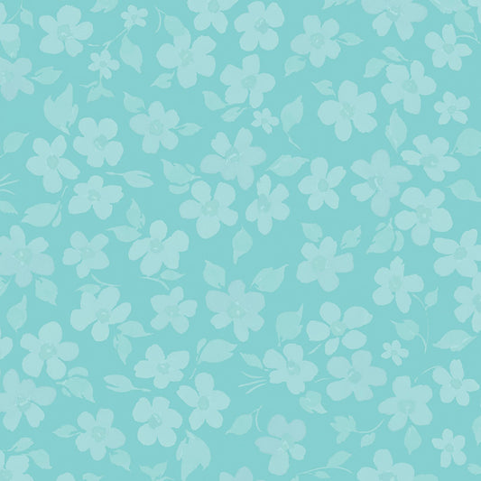 Clothworks Berry Sweet Tonal Small Floral Dark Aqua 1 Yard Cut