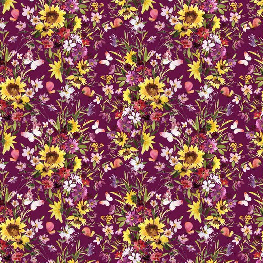 Summer Garden Sunflowers Wine – Remnant 13″ × 44″