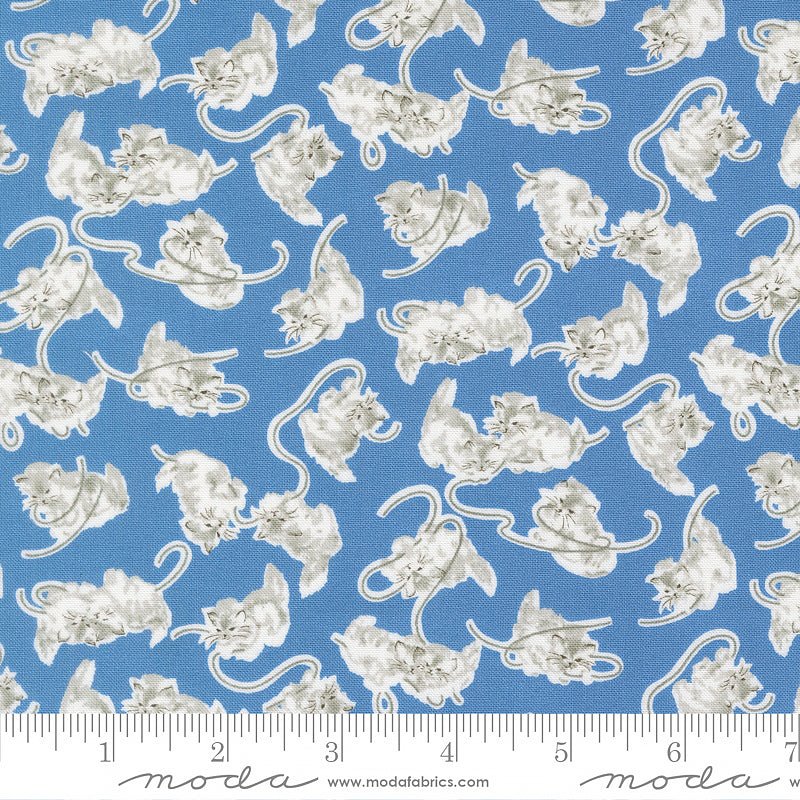 A Cat Named Stitch Kittens Blue - Moda from Fort Worth Fabric Studio
