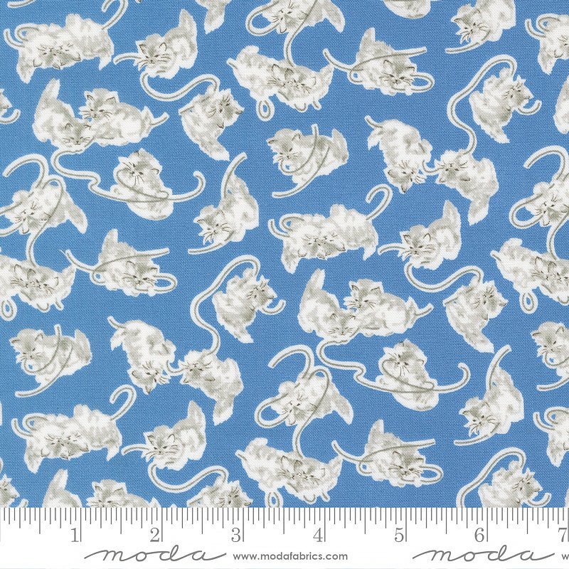 A Cat Named Stitch Kittens Blue – Remnant 38″ × 44″ - Moda from Fort Worth Fabric Studio
