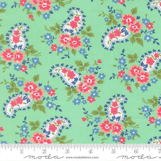 A Cat Named Stitch Paisley Florals Green - Moda from Fort Worth Fabric Studio