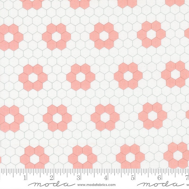 A Cat Named Stitch Quilted Hexagons Cream Blush - Moda from Fort Worth Fabric Studio
