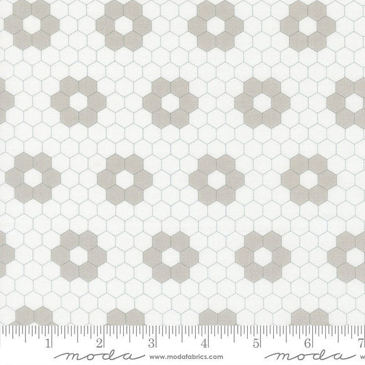 A Cat Named Stitch Quilted Hexagons Cream Grey - Moda from Fort Worth Fabric Studio