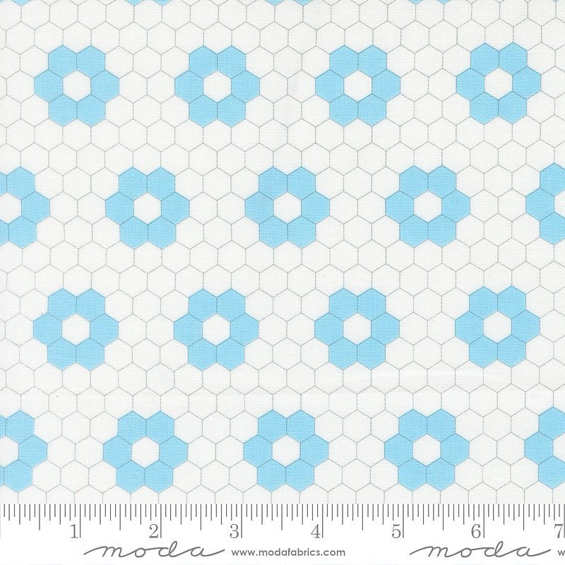 A Cat Named Stitch Quilted Hexagons Cream Sky - Moda from Fort Worth Fabric Studio