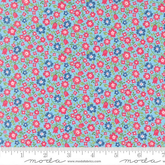 A Cat Named Stitch Small Florals Sky - Moda from Fort Worth Fabric Studio