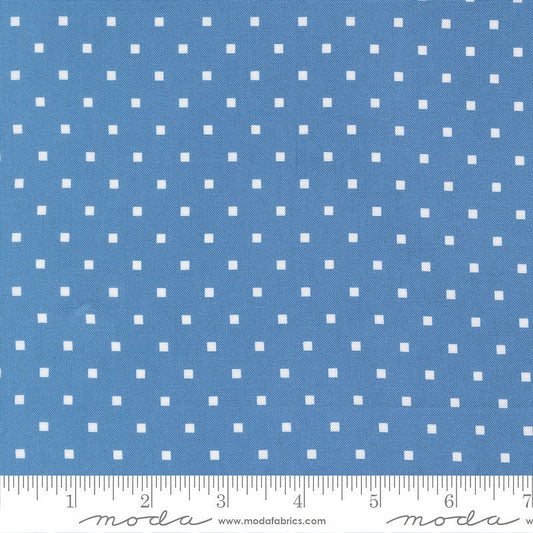 A Cat Named Stitch Square Dots Blue - Moda from Fort Worth Fabric Studio