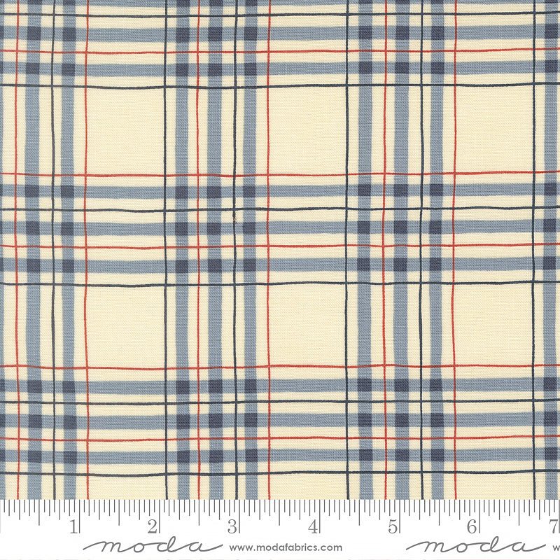 America 250 Years Checks & Plaid Parchment Blue – Remnant 33″ × 44″